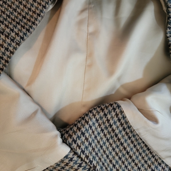 VTG Oscar De La Renta Men's Tan Houndstooth Sport Coat Sz 40R Beige Wool Office - Picture 10 of 12